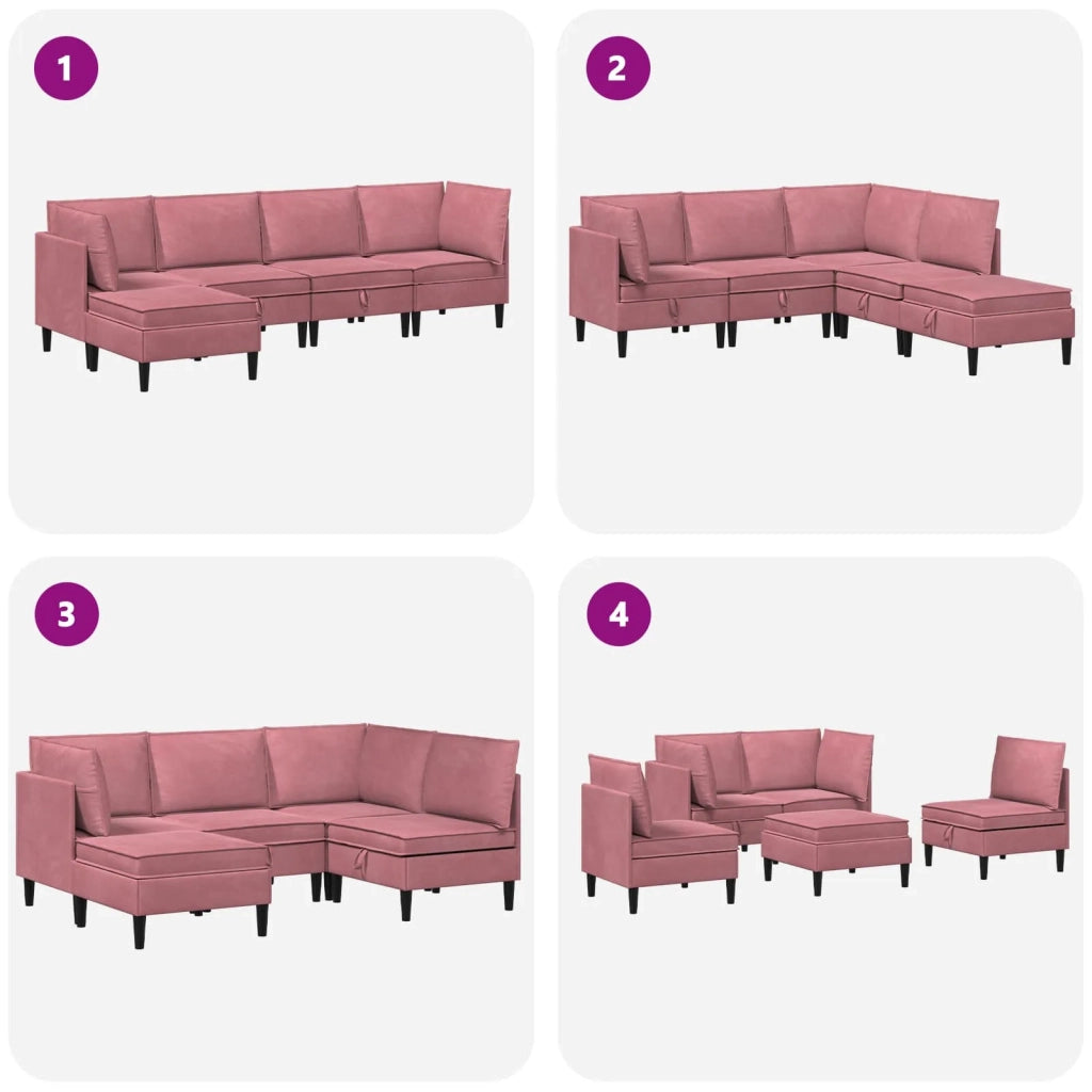Set di mobili per il soggiorno con cuscino 5 pcs Rosa Velluto