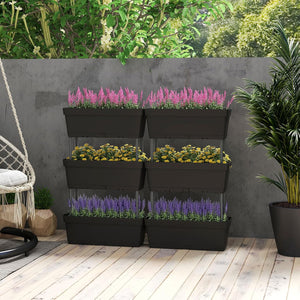 Letto Verticale Rialzato, 6 PZ Fioriere da Giardino per Verdure, Erbe e Fiori, Fioriere Elevate per Interni ed Esterni per Patio, Giardino e Balcone (Nero)