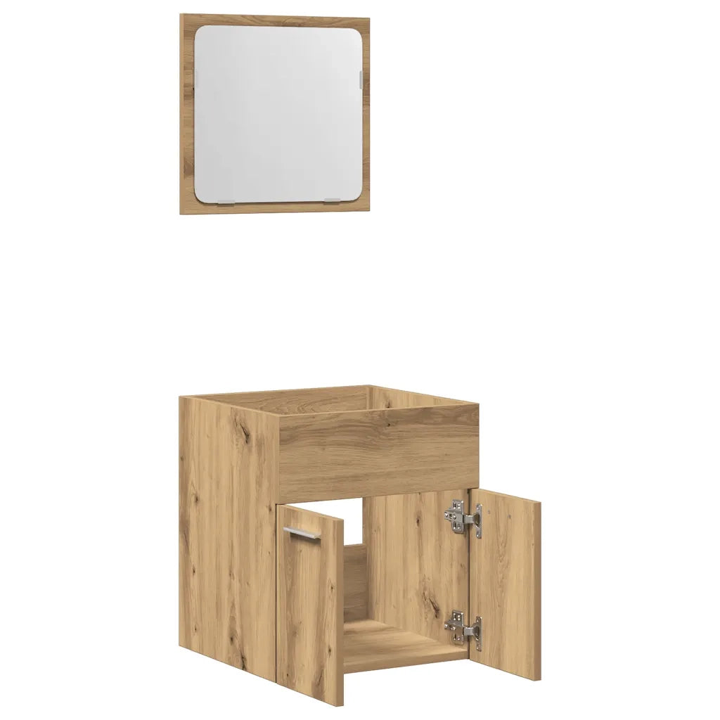 Set Mobili da Bagno 2 pz Rovere Artigianale Legno Multistrato