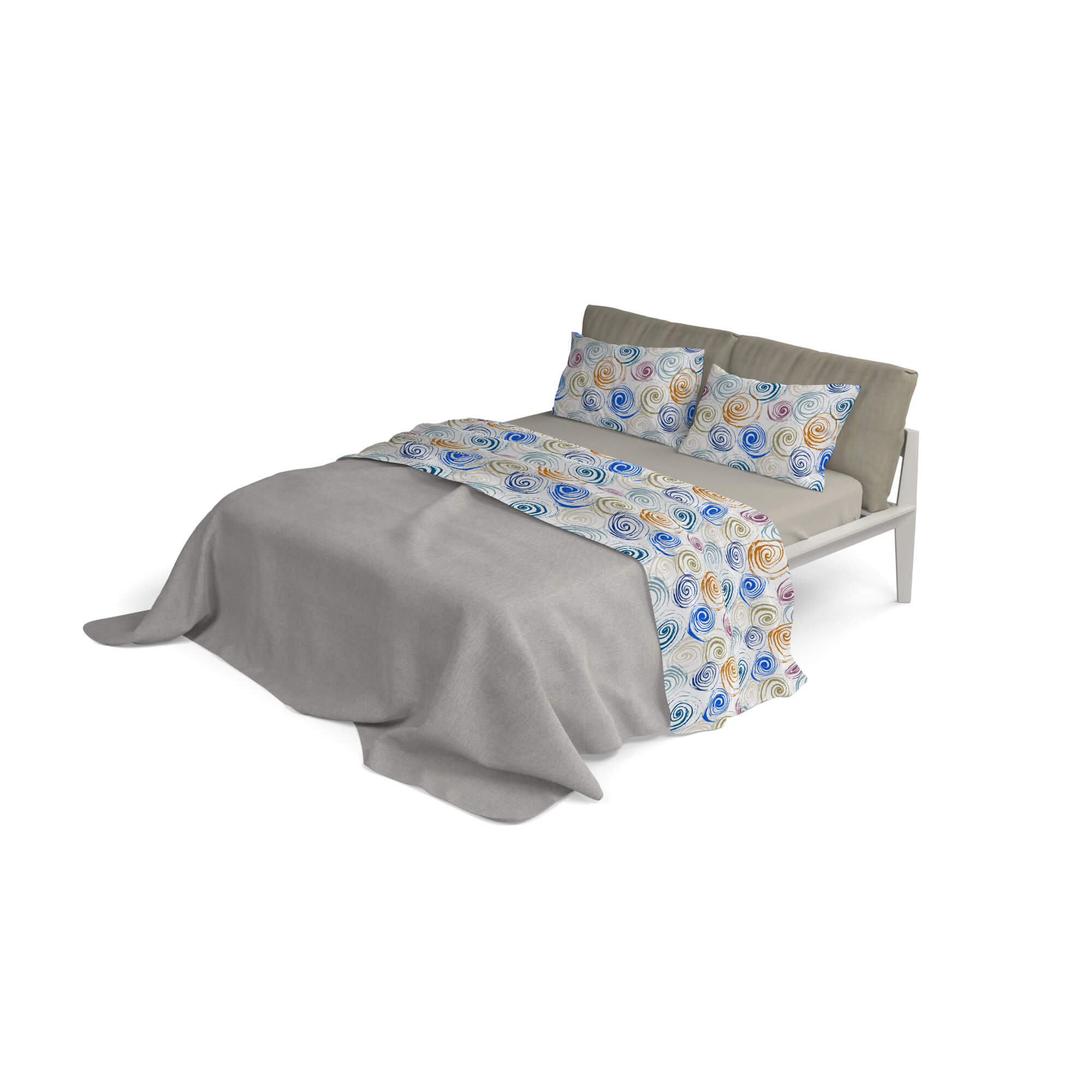 Set Lenzuola 1 Piazza e Mezzo con Stampa Sopra Sotto e Federe Spirlas