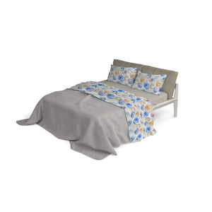 Set Lenzuola 1 Piazza e Mezzo con Stampa Sopra Sotto e Federe Spirlas