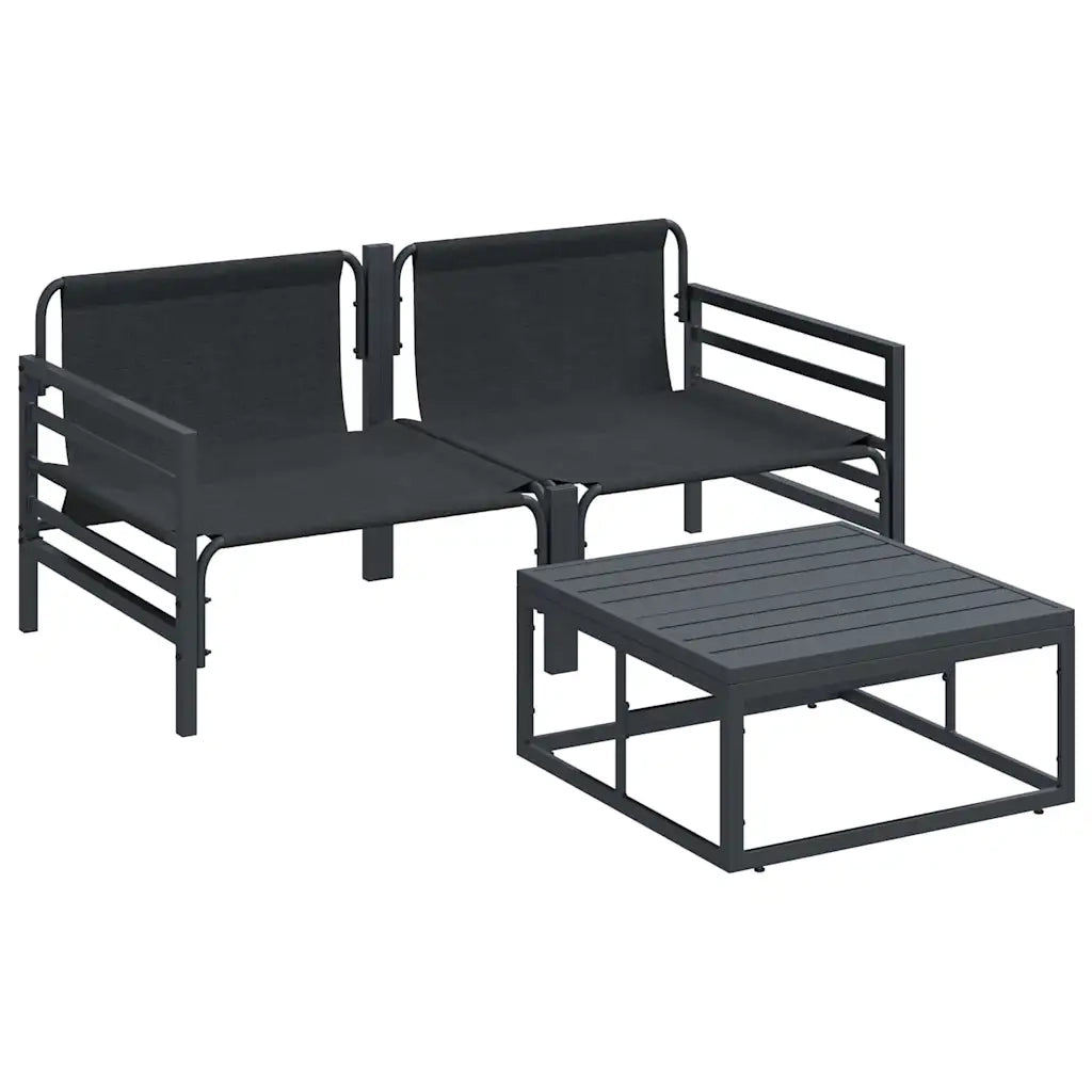 Set Divano da Giardino con cuscino 3 pcs Nero Acciaio 3378961