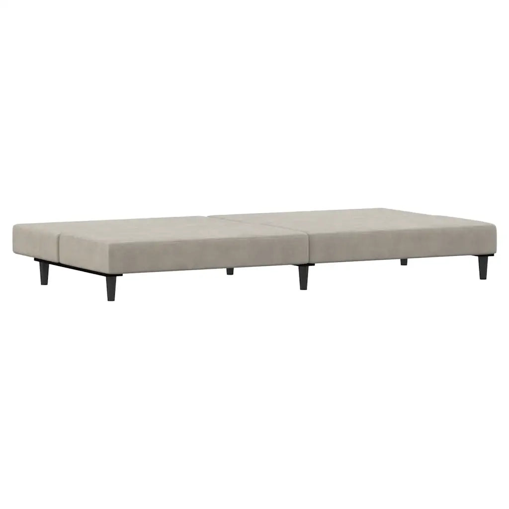 Divano Letto a 2 Posti Grigio Chiaro in Velluto 375732