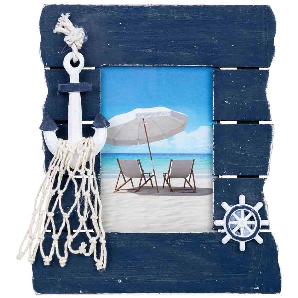 Cornice portafoto in legno blu, 18,5x3x21 cm