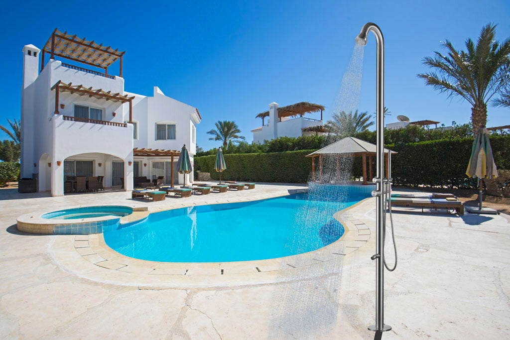 Doccia da Giardino 228,9x18x25 cm con Doccetta e Lavapiedi Sined Bosa Inox