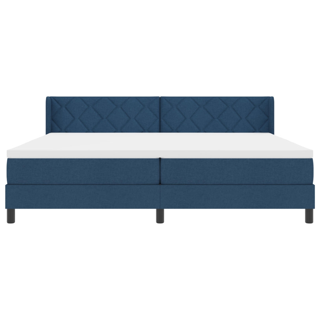 Letto a Molle  con Materasso Blu 200x200 cm in Tessuto