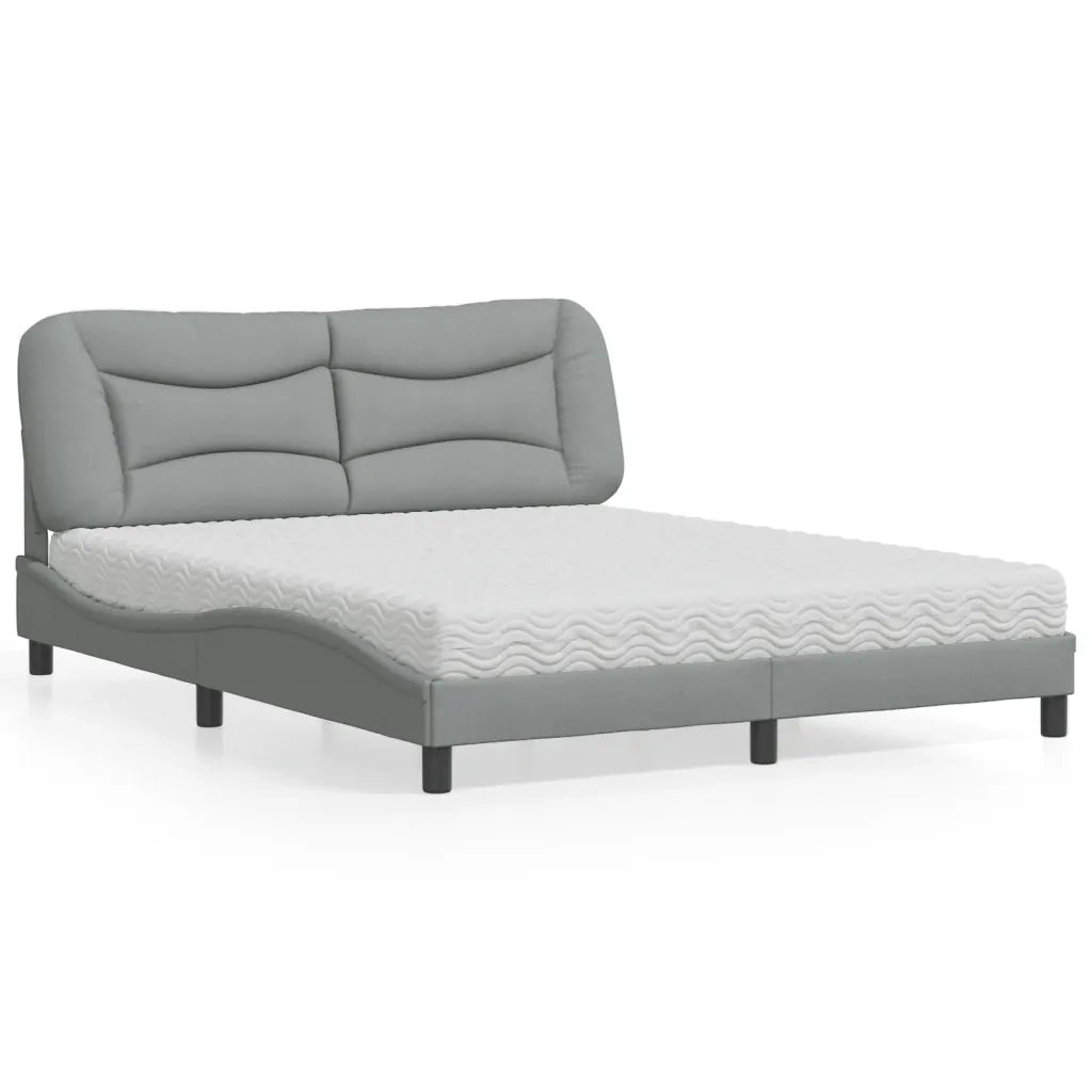 Letto con Materasso Hvar Grigio Chiaro160x200 cm Tessuto 3208541