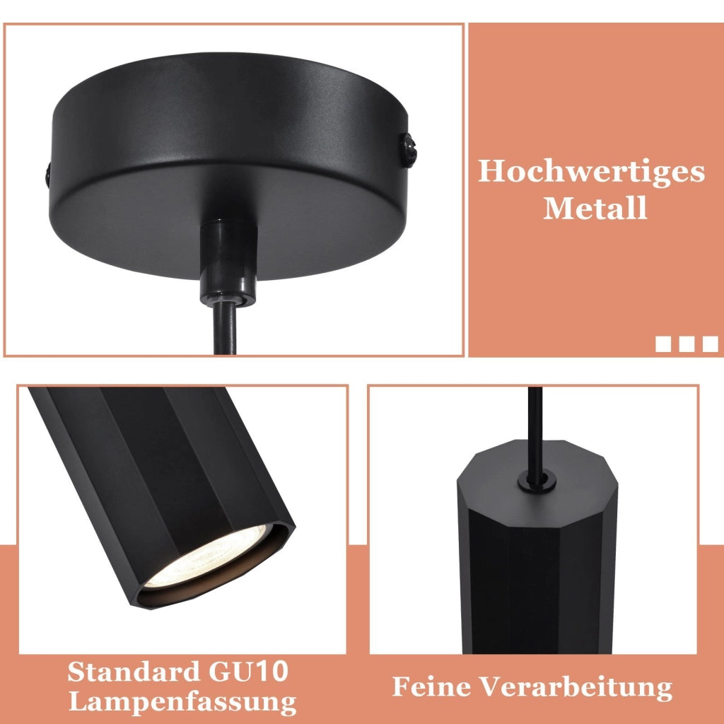 Lampada a Sospensione ZMH metallo nero GU10 1 luce moderna industriale 170 cm per soggiorno e sala da pranzo