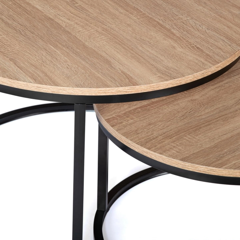 Set di 2 tavolini bassi impilabili DETROIT rotondi 54/70 dal design industriale