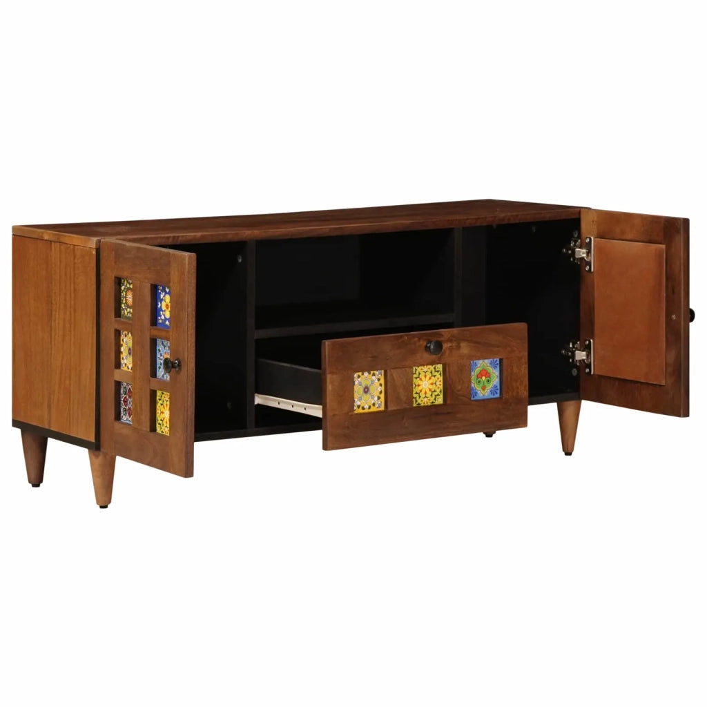 Mobile TV Noce 105 x 33 x 46 cm Legno di mango massello