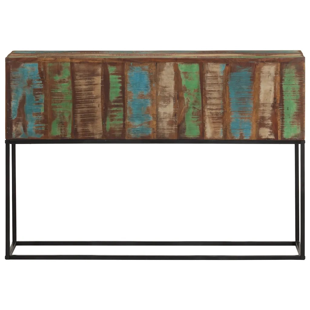 Tavolo Consolle 110x30x75cm Legno Massello di Recupero e Ferro 376068