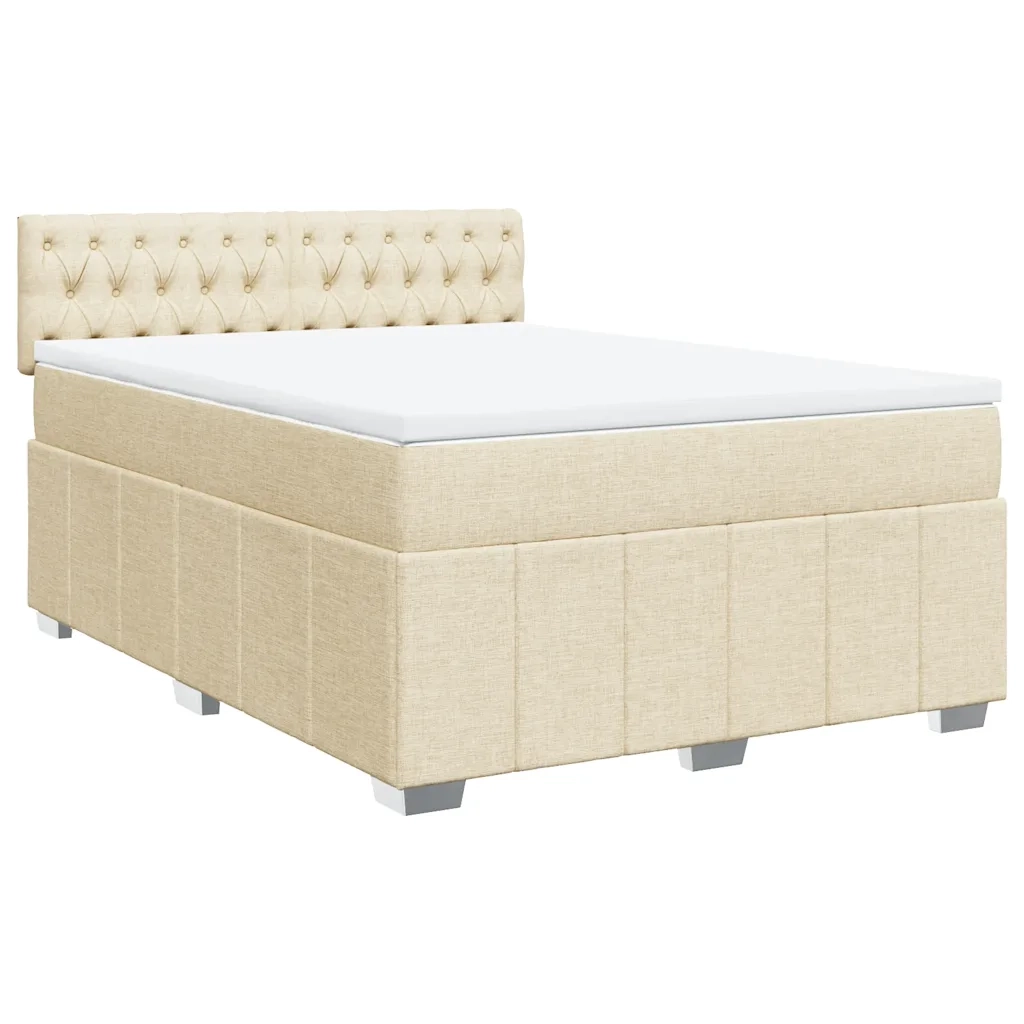 Giroletto a Molle con Materasso Crema 140x19 cm in Tessuto