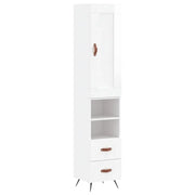 Credenza | Madia | Buffet da pranzo | Armadio da pranzo 34,5x34x180 cm in Legno Multistrato Bianco Lucido