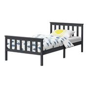 Struttura Letto Singolo Breda 90 x 200 cm Letto in Legno di Pino con Testiera e Pediera - Grigio Scuro [en.casa]