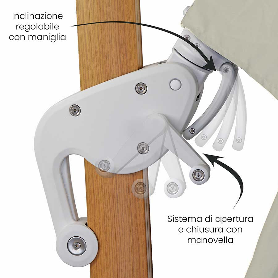 Ombrellone da Giardino Decentrato 4x4m Roma Wood beige