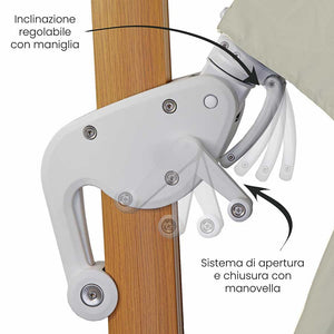 Ombrellone da Giardino Decentrato 4x4m Roma Wood beige