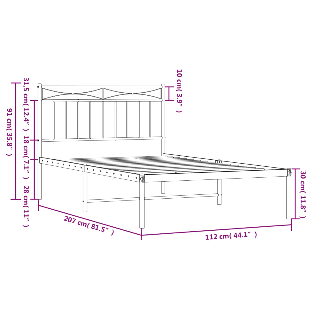 Giroletto con Testiera Metallo Bianco 107x203 cm 373736