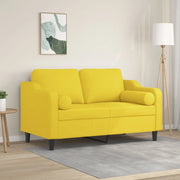 Divano a 2 Posti con Cuscini-Sofa 2 Posti con Cuscini Giallo Chiaro 120 cm in Tessuto 215588