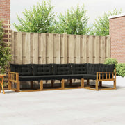 Set di divani da esterno con cuscino 5 pcs Naturale e Nero
