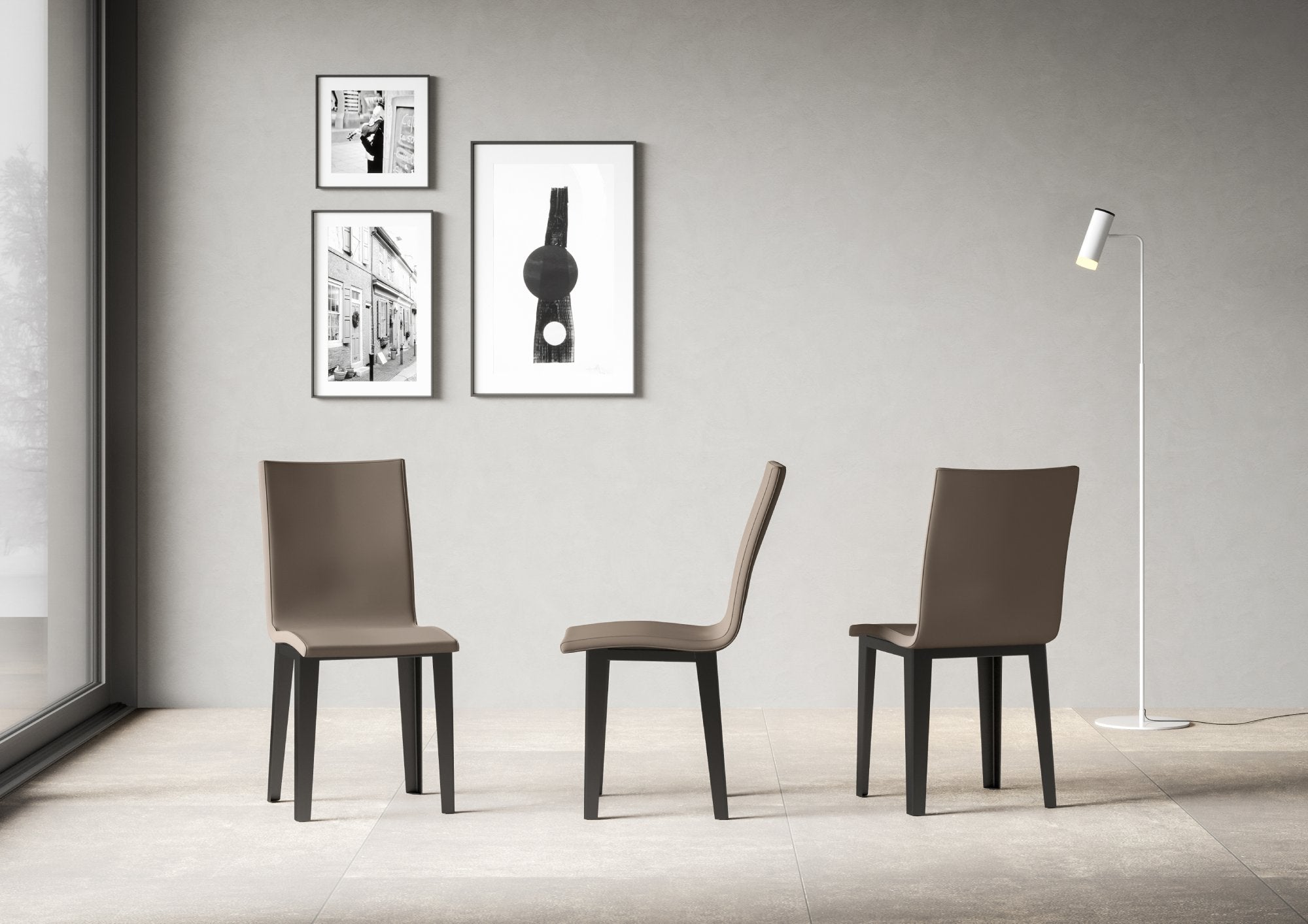 Sedia 40/44x42x86 cm Armida gambe Antracite in Similpelle Tortora