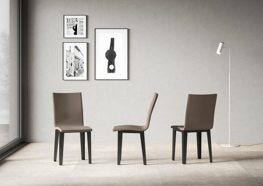 Sedia 40/44x42x86 cm Armida gambe Antracite in Similpelle Tortora