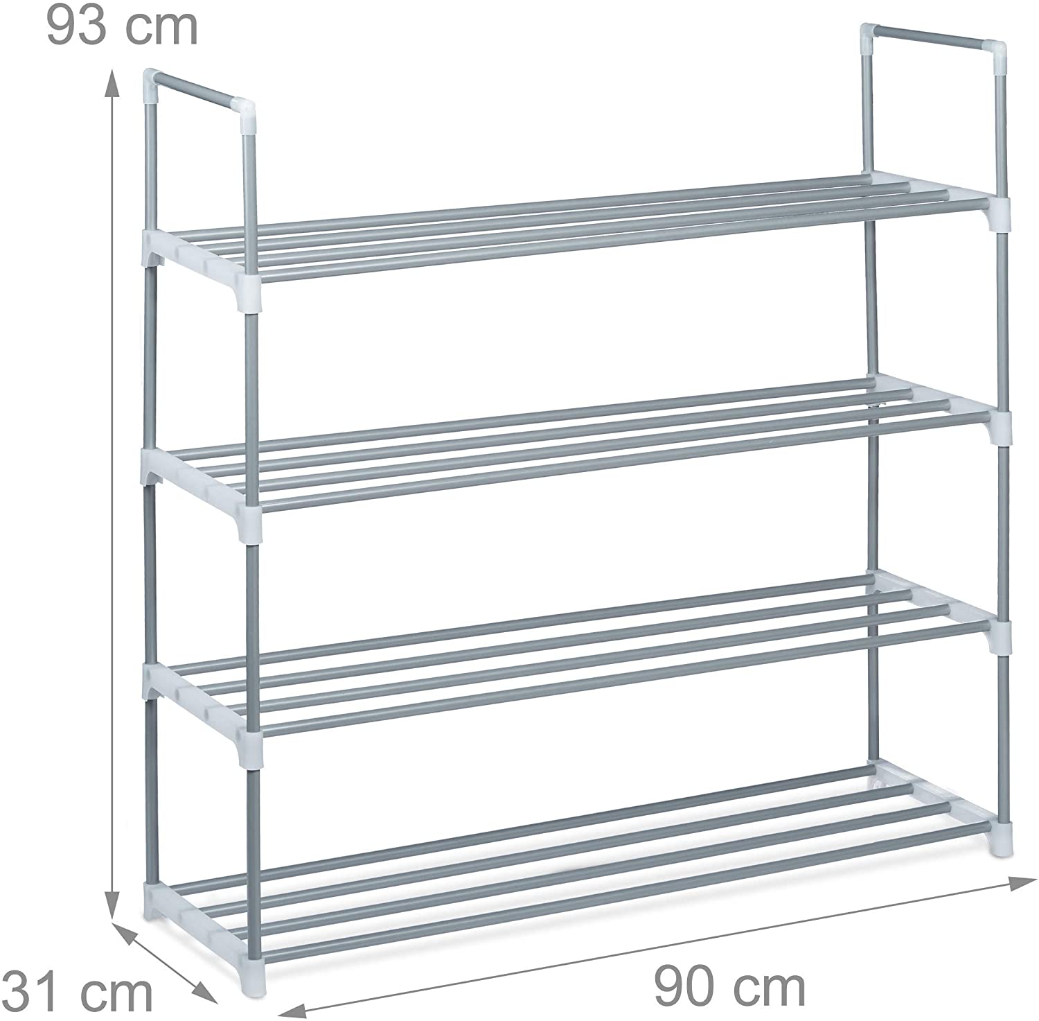 Scarpiera in metallo a 4 ripiani per 16 paia grigio 13_0001637