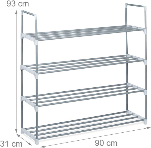 Scarpiera in metallo a 4 ripiani per 16 paia grigio 13_0001637