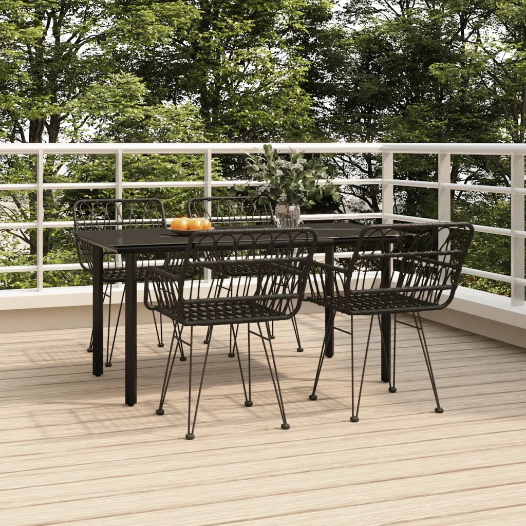 Set da Pranzo da Giardino 5 pz Nero in Polyrattan 3157869