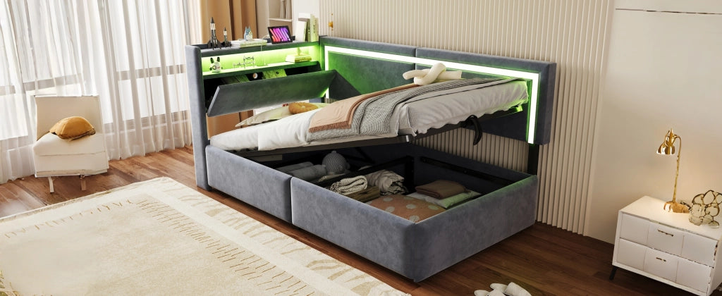 letto imbottito velluto grigio 90 x 200 cm