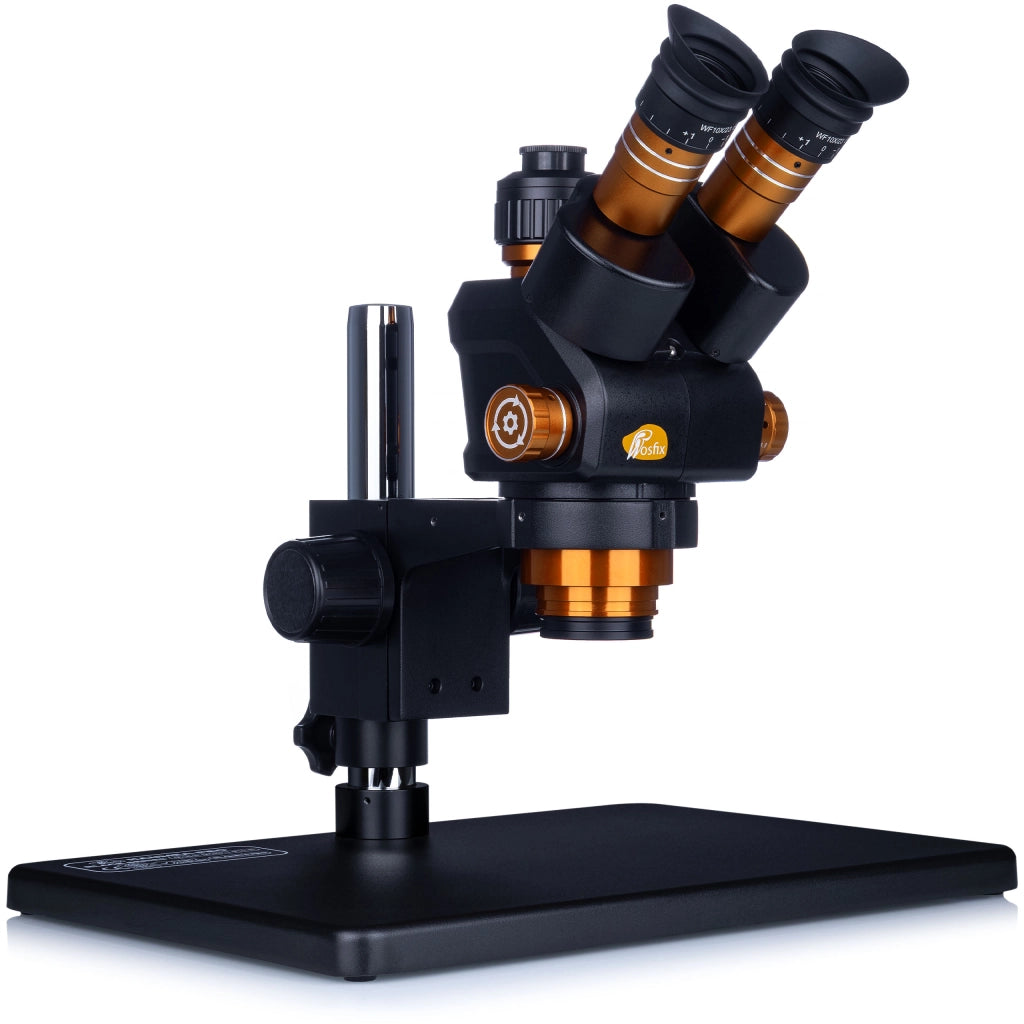 Mikroscopio Trinoculare Haumea Pro Black Series MSHP-T-PS1-B – Zoom 6,5x–58x | Testa 360° | Base in Metallo 38x26 cm