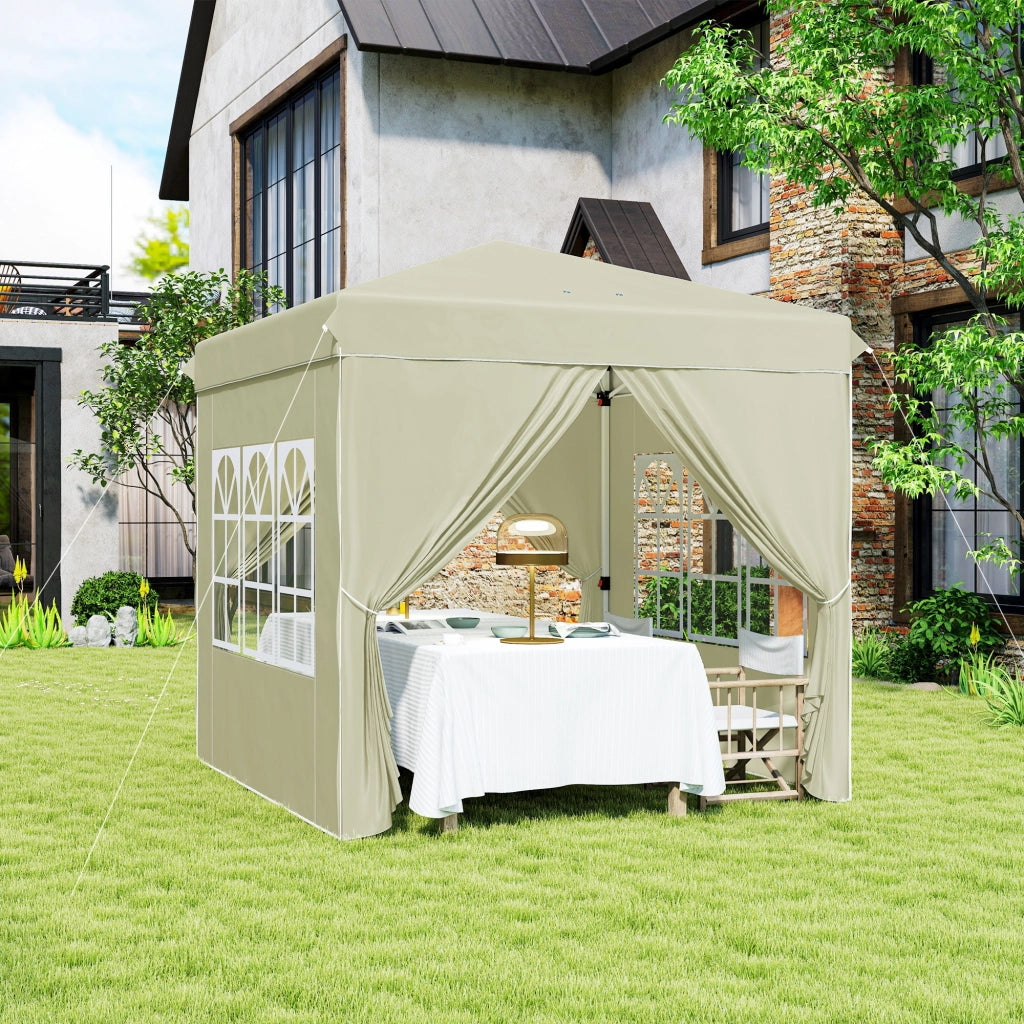 Gazebo pieghevole con pareti laterali e borsa da trasporto ¨C zephmum ¨C cremewei? 2.5x2.5m