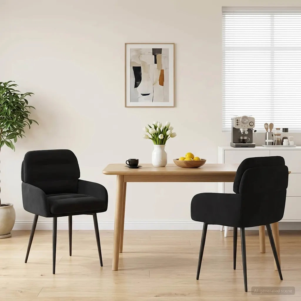 Sedie da pranzo 2 pcs Velluto (V) Nero 59 x 59,5 x 90 cm 42034312