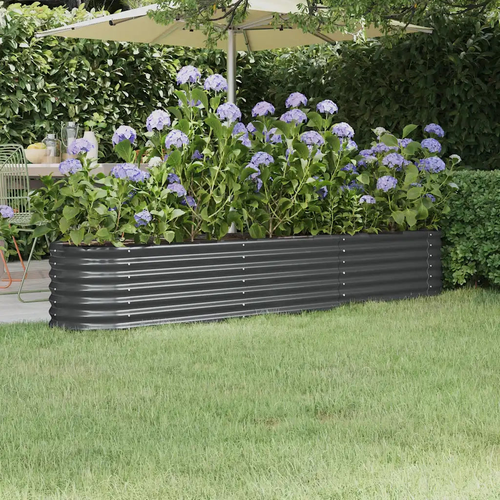Letto da Giardino in Acciaio a Polvere 224x40x36 cm Antracitecod mxl 119353