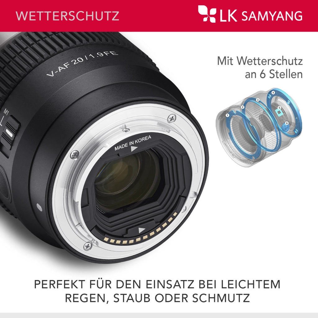 Obiettivo video V-AF 20 mm T1,9 FE compatibile con Sony E, per videocamera, con autofocus risoluzione 8K e lampada Tally, alta intensità luminosa per full-frame e APS-C