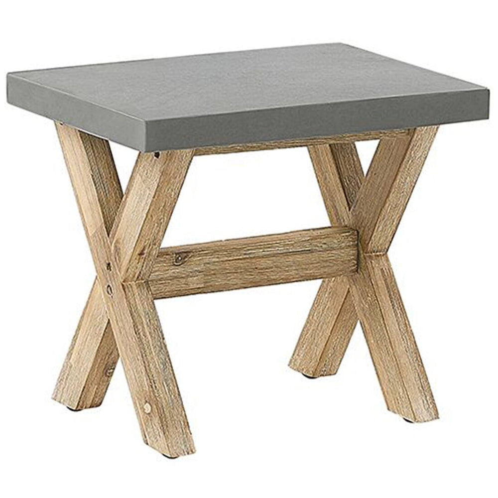 Set da pranzo per esterni in fibra di cemento grigio legno di acacia chiaro 8 persone tavolo 2 panche 2 sgabelli design moderno
