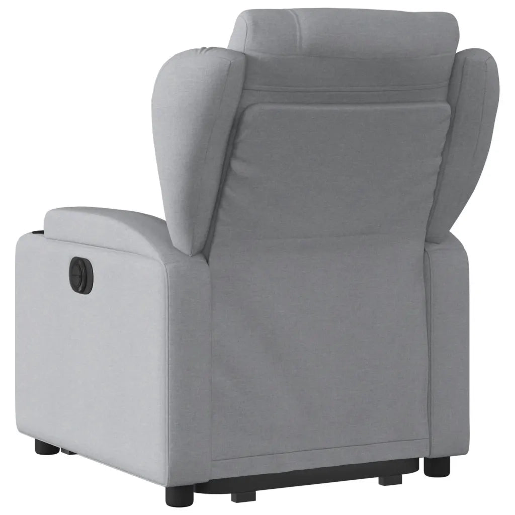 Poltrona | Sedia Relax Alzapersona Reclinabile Grigio Chiaro in Tessuto