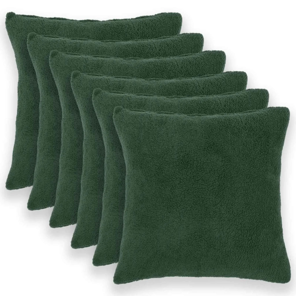 Federa 6 pcs HEERLEN Verde Scuro 70 x 70 cm Bouclé 913392