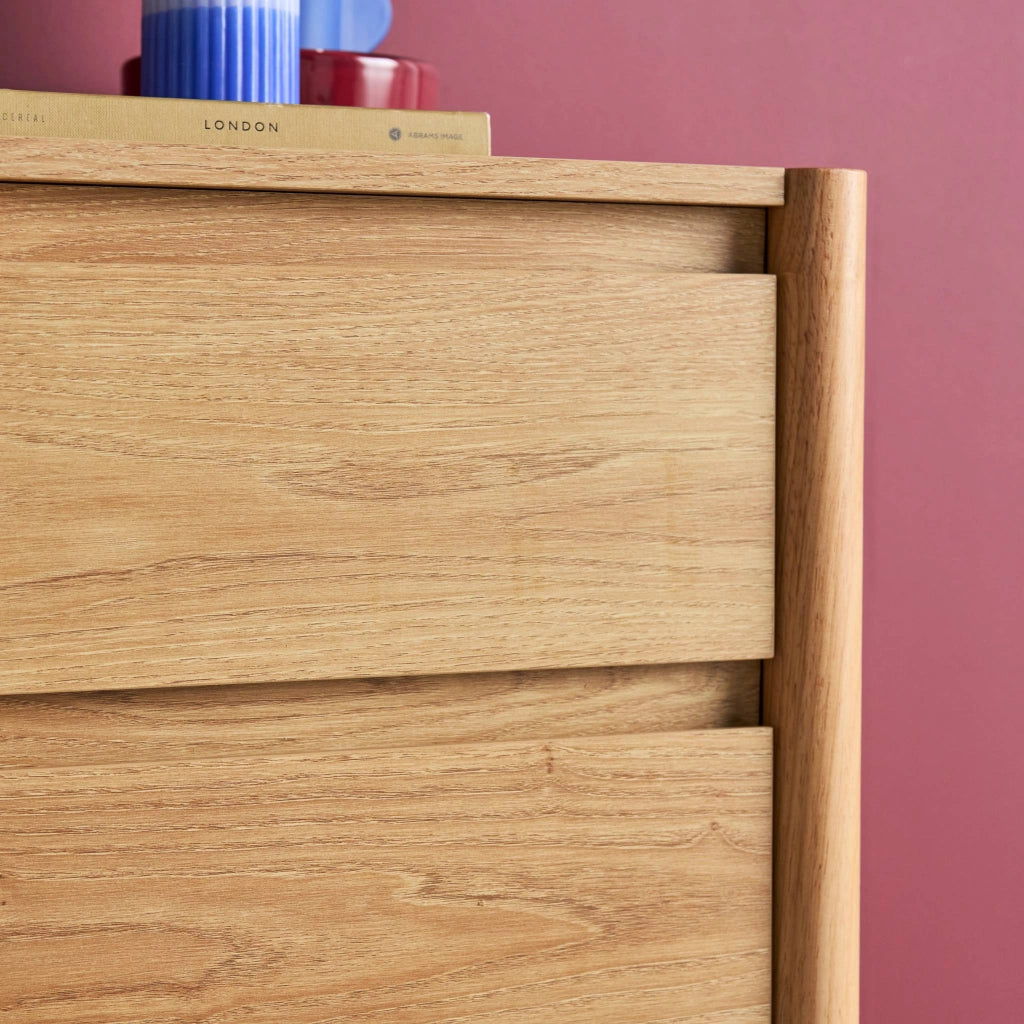 Set 2 comodini decoro legno 2 cassetti , marrone naturale