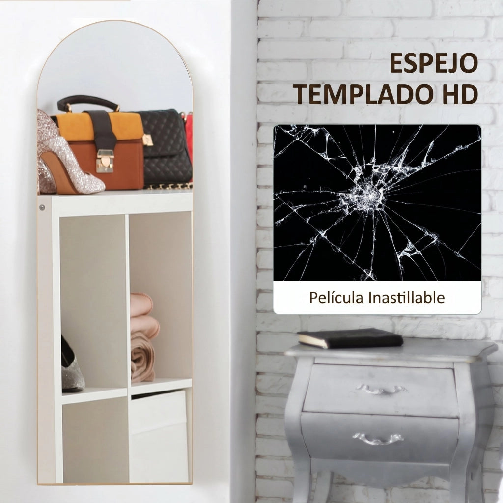Specchio da Parete Arcuato 150x50 cm ¨C zephmum ¨C Dorato