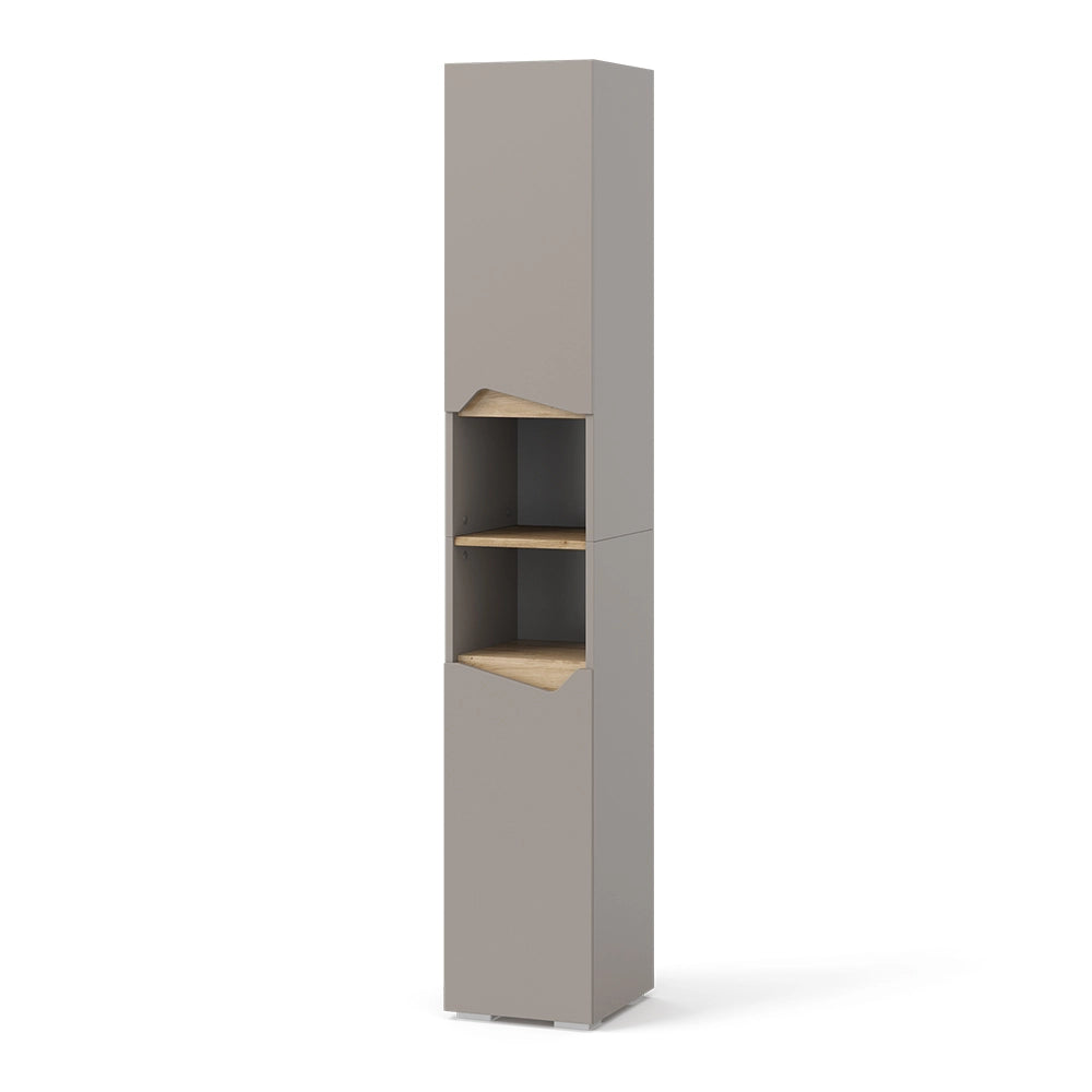 Vicco Armadio per il bagno Grigio 30 x 180 cm con porte e vani aperti