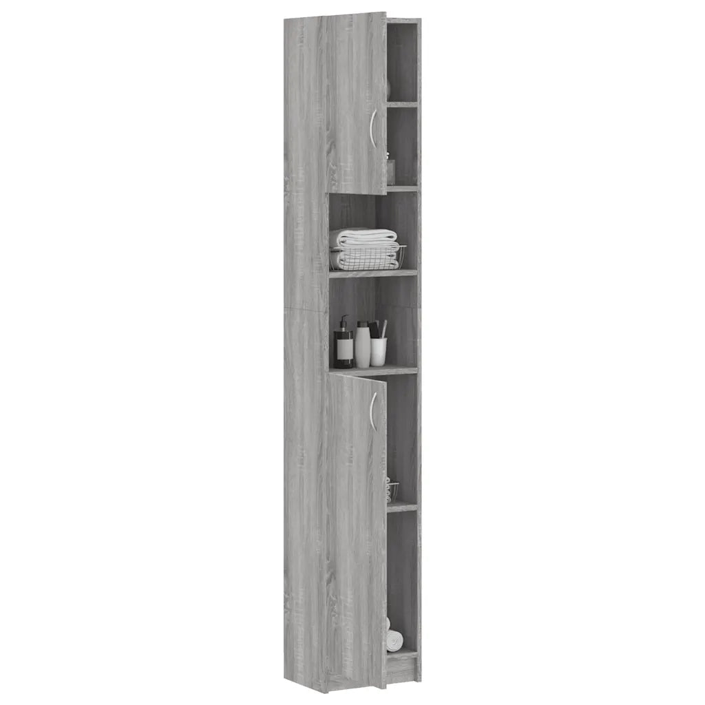 Armadietto Bagno Grigio Sonoma 32x25,5x190 cm Legno Ingegnerizzato 815538