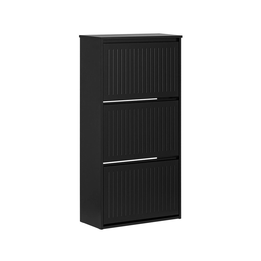SoBuy Scarpiera Salvaspazio Slim Scarpiera con 3 Ribalte Mobile Portascarpe Regolabili da Ingresso Nero 61x25x120 cm FSR165-H-SCH
