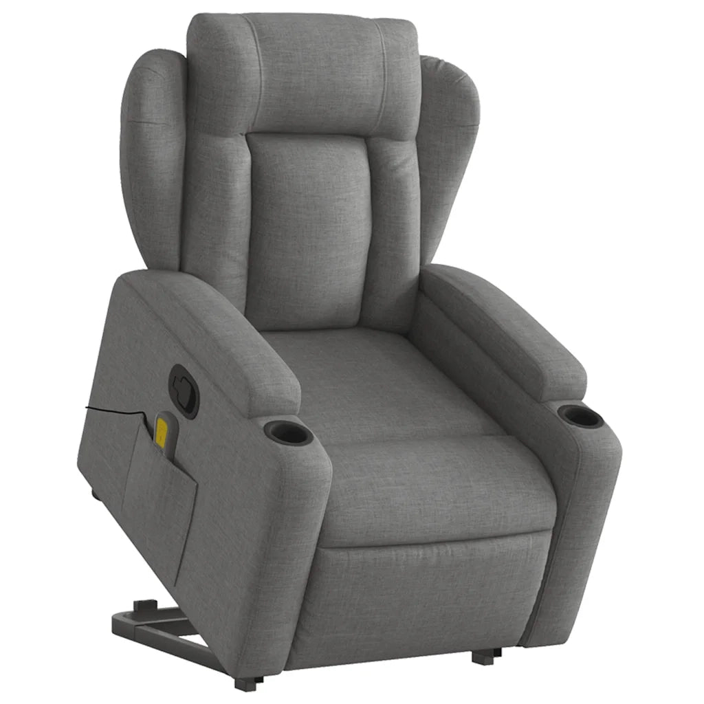 Poltrona Alzapersona Massaggi Reclinabile Grigio Scuro Tessuto 3204495