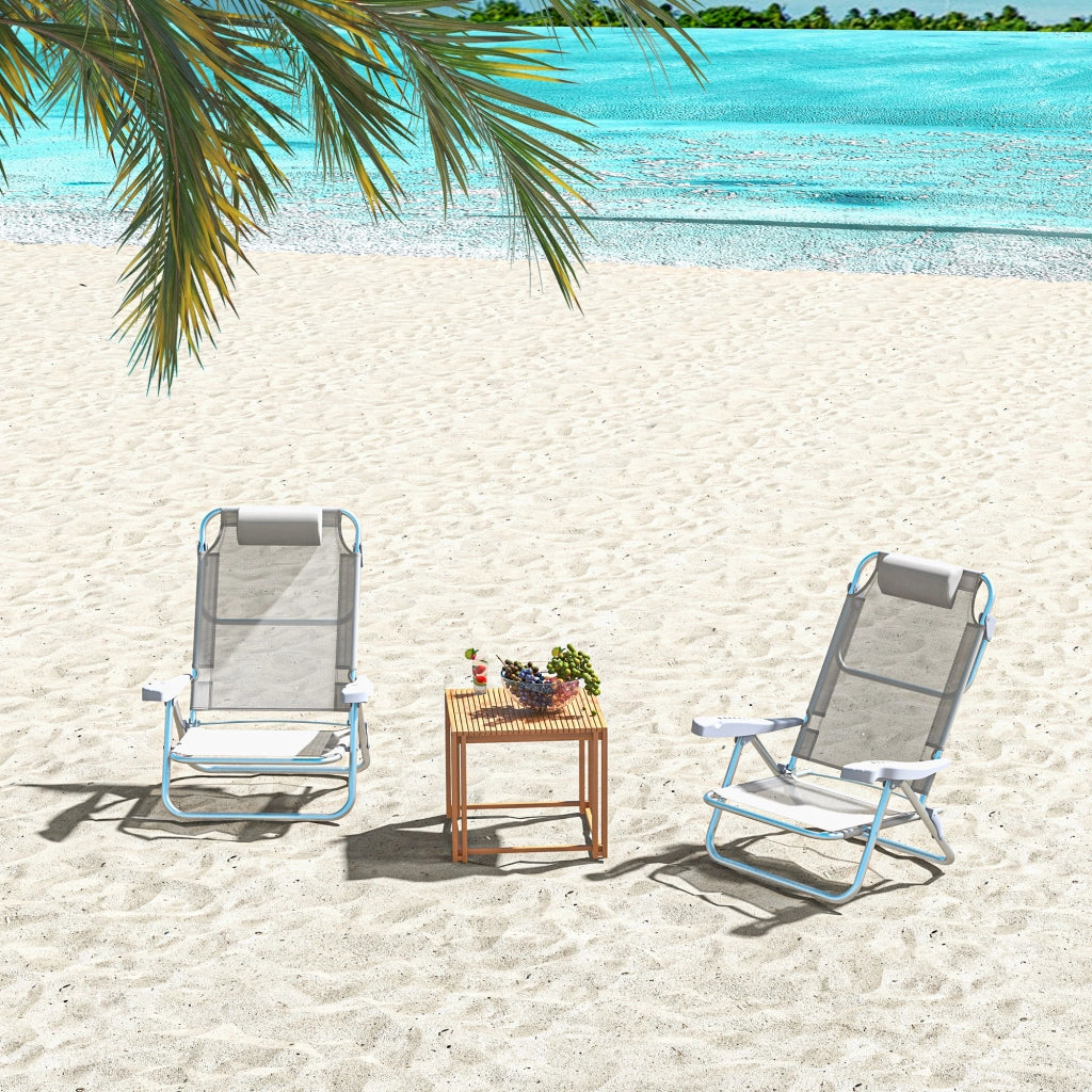 Set 2 Sedie Pieghevoli Reclinabili ¨C Zephmum ¨C Grigio Chiaro Alluminio 62x65x80 cm