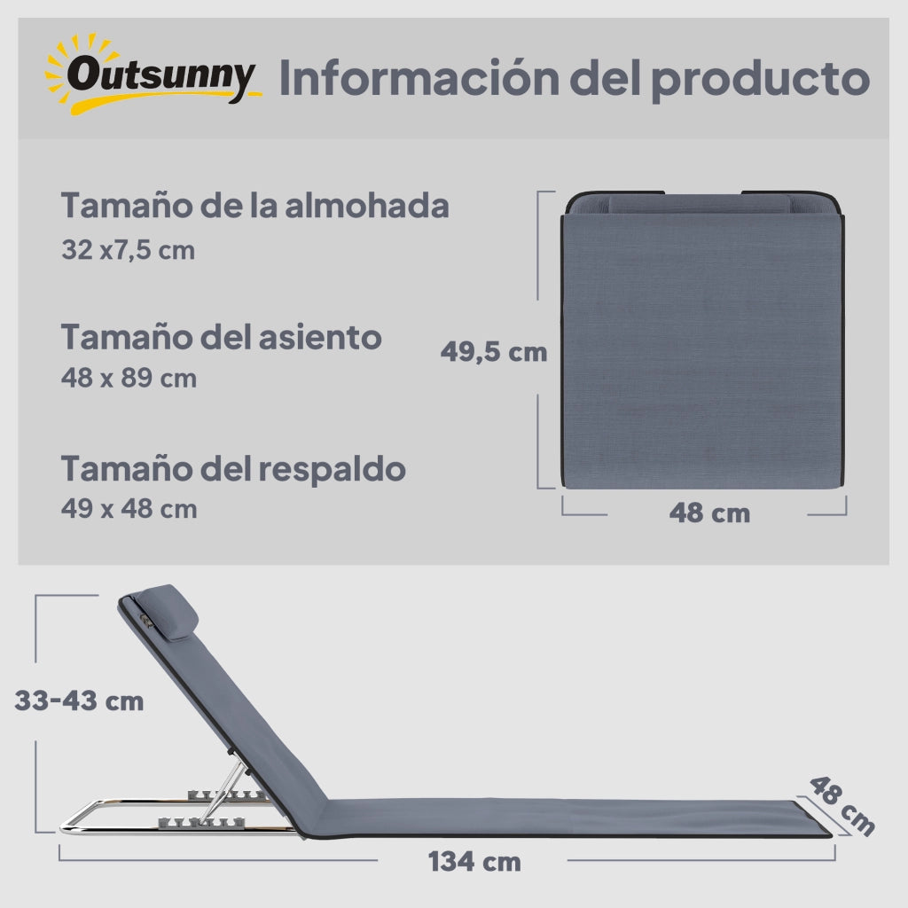 Divano 2 posti reclinabile con poggiatesta e custodia ¨C zephmum ¨C grigio 134x48x33-43 cm