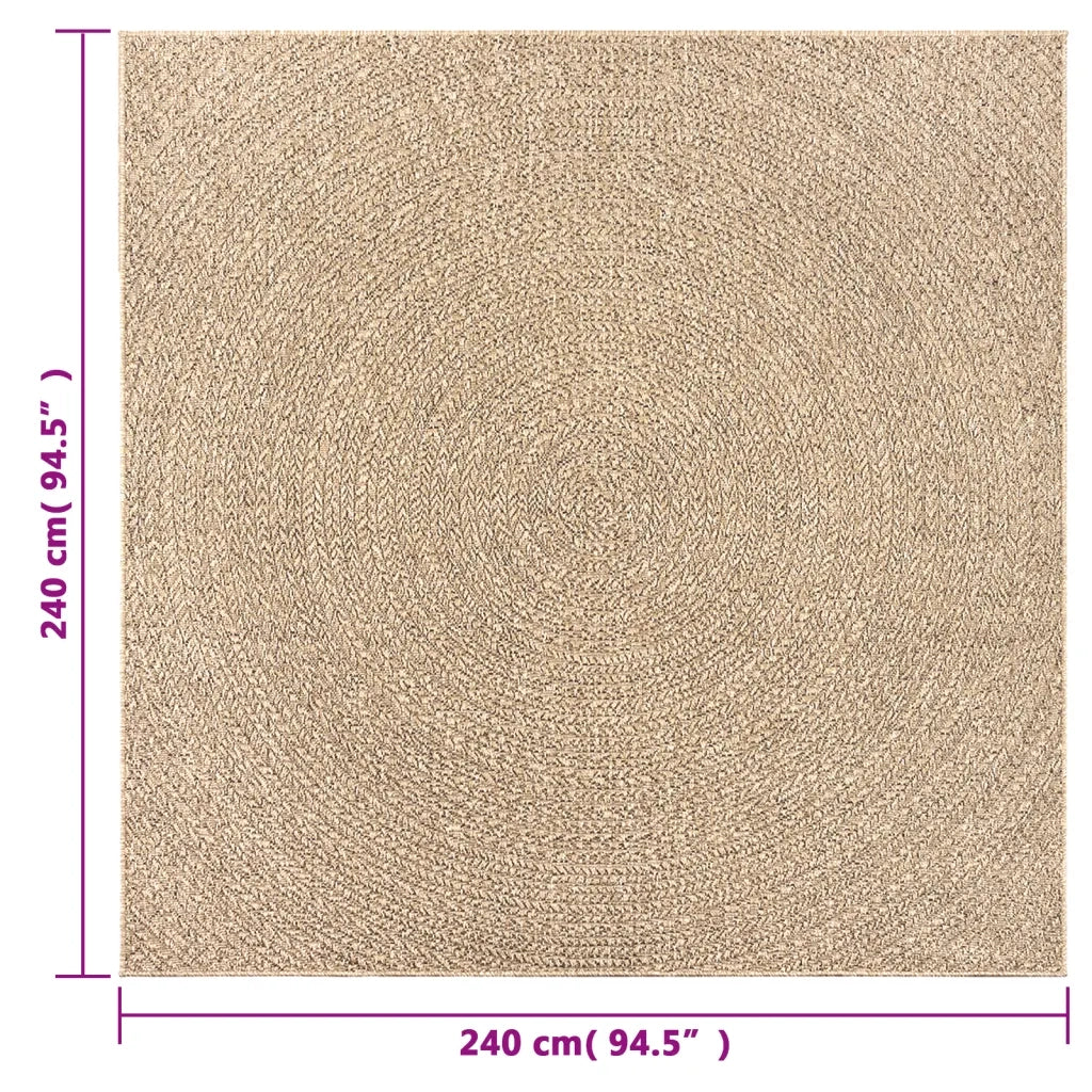 Tappeto del soggiorno | Tappeto ZIZUR 240x240 cm Aspetto Iuta per Interni ed Esterni