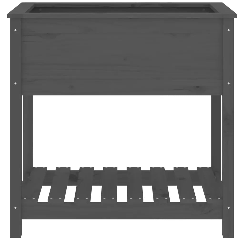 Fioriera | Cassetta per fiori | Vaso con Mensola Grigia 82,5x54x81cm in Legno Massello Pino