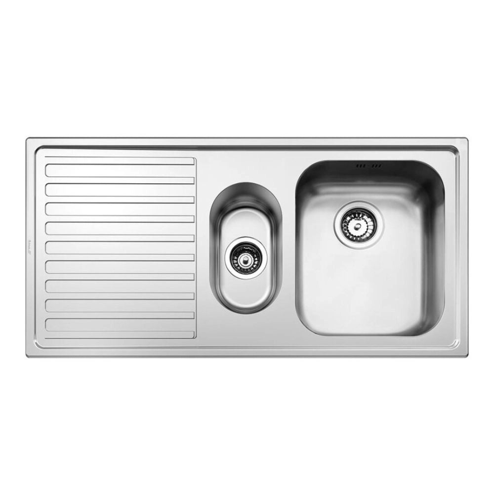 Lavello incasso semifilo 2 vasche e gocciolatoio sinistro 100x50 Smeg LL102S2 inox spazzolato