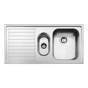 Lavello incasso semifilo 2 vasche e gocciolatoio sinistro 100x50 Smeg LL102S2 inox spazzolato