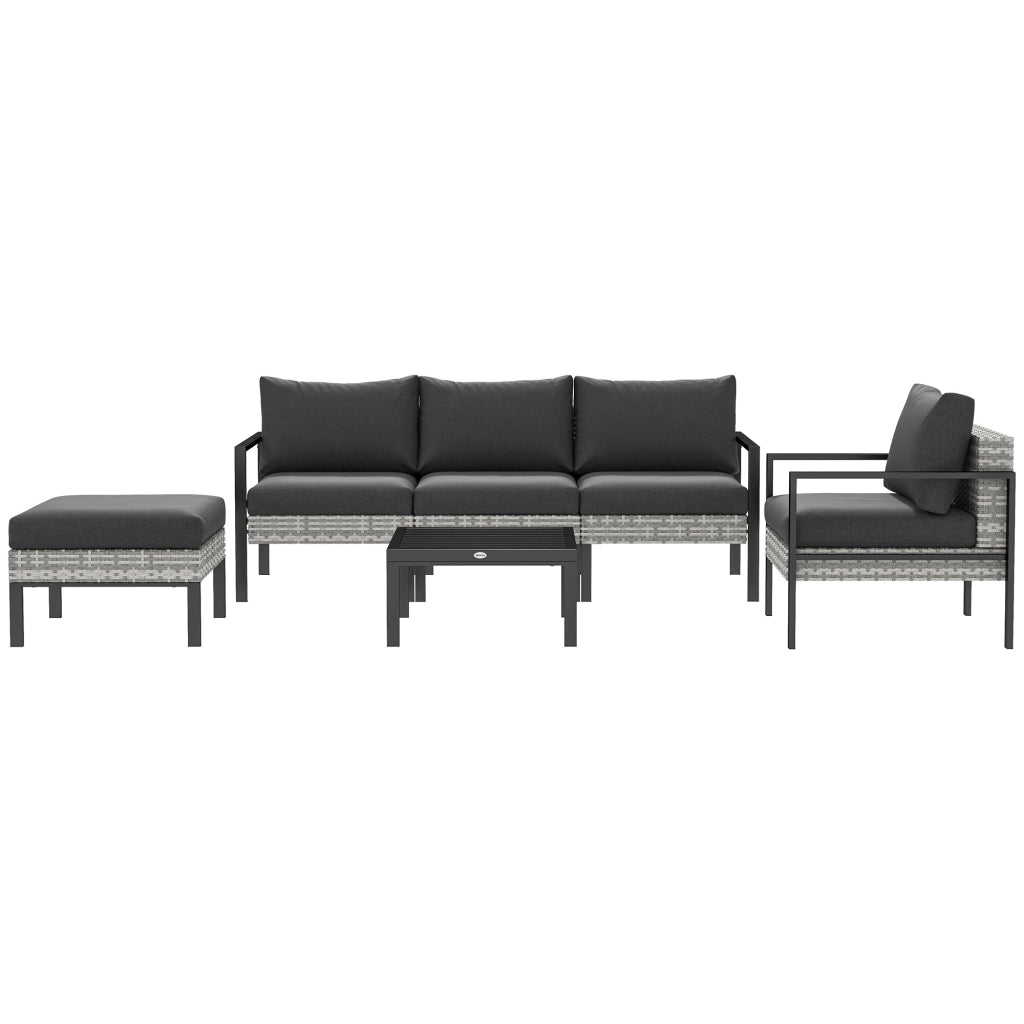 Set da giardino esterno 5 posti ¨C zephmum ¨C polyrattan grigio chiaro